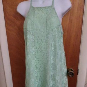 Alya Summer Halter Style, Seafoam Lace Dress, S